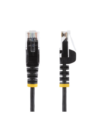 StarTech.com Cavo Ethernet CAT6 Nero da 15m Patch UTP con Plug RJ45 Antigroviglio e Rilievi di Trazione, Cavo Lan Slim in Rame P