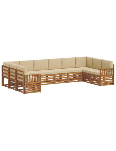 Set divani 10 pcs Naturale e Beige Legno di Acacia Massello 2