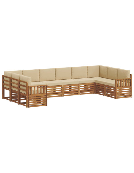 Set divani 10 pcs Naturale e Beige Legno di Acacia Massello