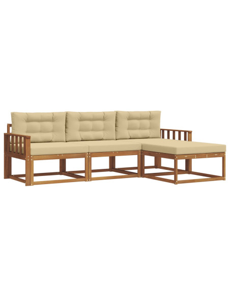 Set di divani da esterno con cuscino 4 pcs Naturale e Beige