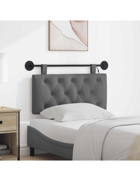 Testiera sospesa Con luce LED Grigio Scuro Tessuto