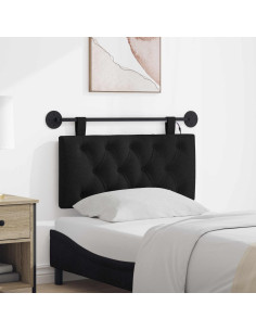 Testiera sospesa Con luce LED Nero Tessuto