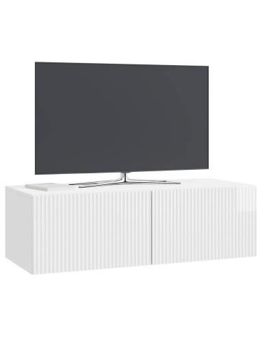 Mobile Porta TV da Muro Bianco Lucido 98 x 41 x 30 cm