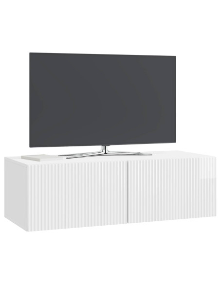 Mobile Porta TV da Muro Bianco Lucido 98 x 41 x 30 cm