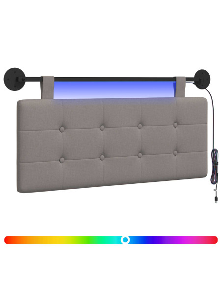 Testiera sospesa Con luce LED Tortora Tessuto