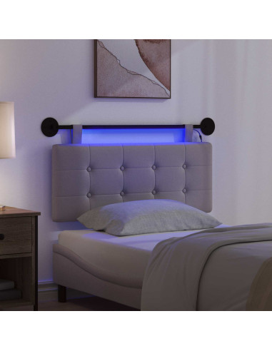 Testiera sospesa Con luce LED Tortora Tessuto