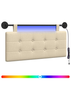 Testiera sospesa Con luce LED Crema Tessuto 2