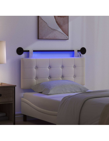 Testiera sospesa Con luce LED Crema Tessuto