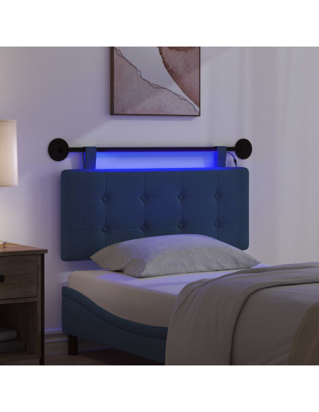 Testiera sospesa Con luce LED Blu Tessuto