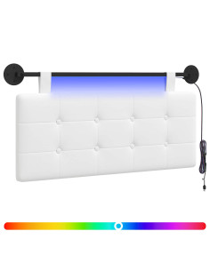 Testiera sospesa Con luce LED Bianco Tessuto 2