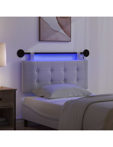 Testiera sospesa Con luce LED Bianco Tessuto