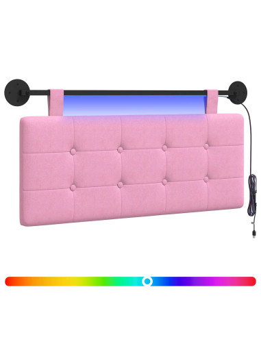 Testiera sospesa Con luce LED Rosa Tessuto