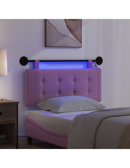 Testiera sospesa Con luce LED Rosa Tessuto