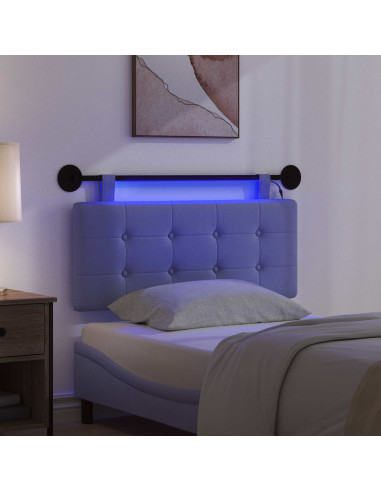 Testiera sospesa Con luce LED Blu jeans Tessuto