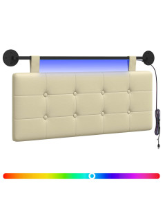 Testiera sospesa Con luce LED Crema Similpelle 2