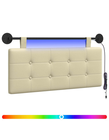 Testiera sospesa Con luce LED Crema Similpelle