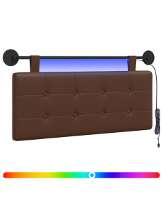 Testiera sospesa Con luce LED Marrone Similpelle 2