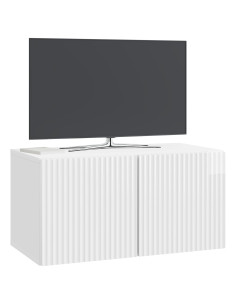 Mobile Porta TV da Muro Bianco Lucido 59,5 x 31 x 30 cm 2