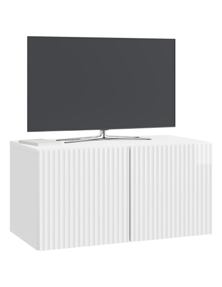 Mobile Porta TV da Muro Bianco Lucido 59,5 x 31 x 30 cm