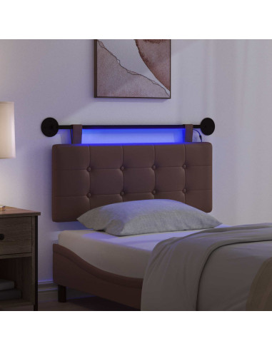 Testiera sospesa Con luce LED Marrone Similpelle