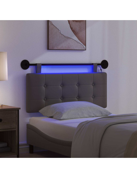 Testiera sospesa Con luce LED Grigio Similpelle