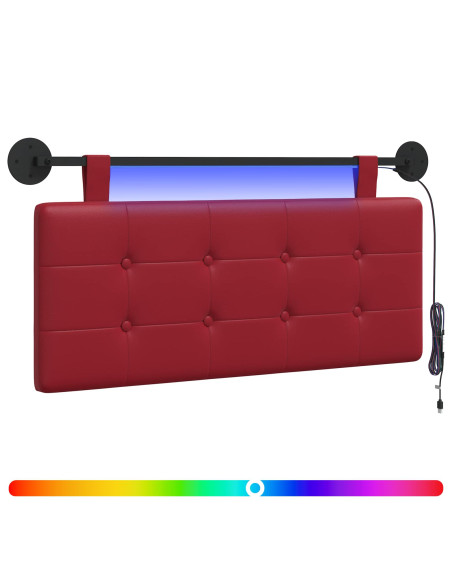 Testiera sospesa Con luce LED Rosso Vino Similpelle