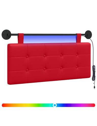 Testiera sospesa Con luce LED Rosso Similpelle