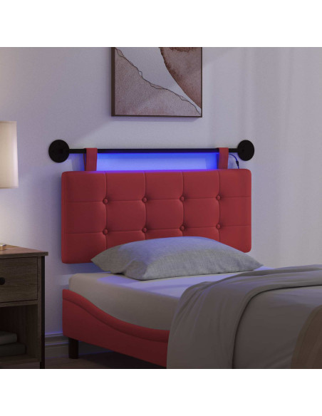 Testiera sospesa Con luce LED Rosso Similpelle