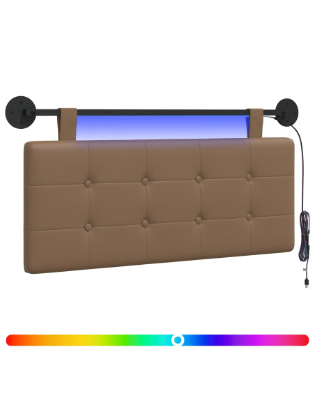 Testiera sospesa Con luce LED Cappuccino Similpelle