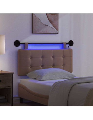 Testiera sospesa Con luce LED Cappuccino Similpelle