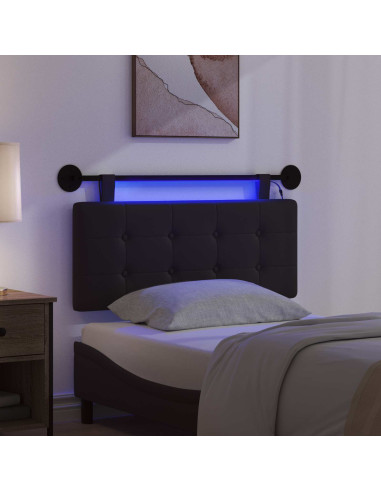 Testiera sospesa Con luce LED Nero Similpelle