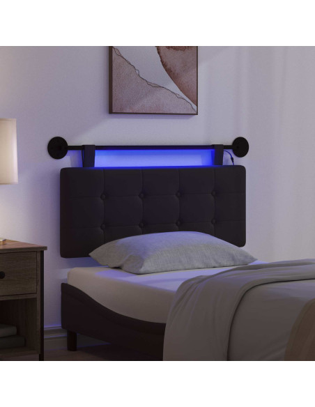 Testiera sospesa Con luce LED Nero Similpelle