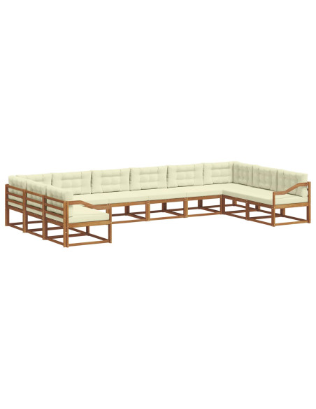 Set di divani da esterno con cuscino 10 pcs Naturale e Crema