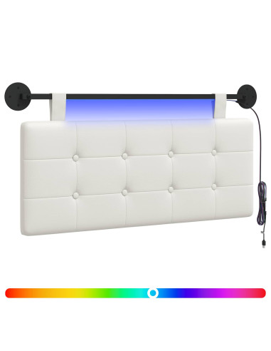 Testiera sospesa Con luce LED Bianco Similpelle