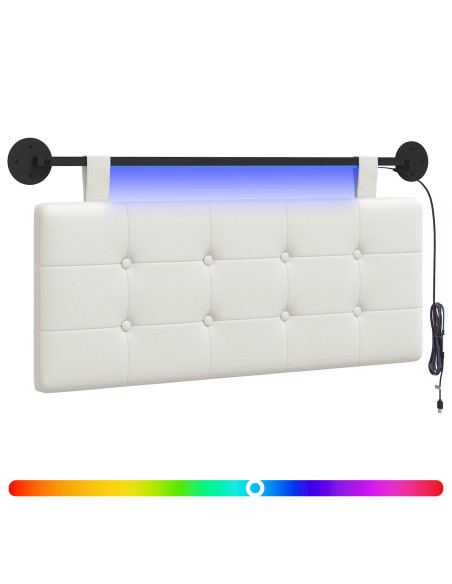 Testiera sospesa Con luce LED Bianco Similpelle