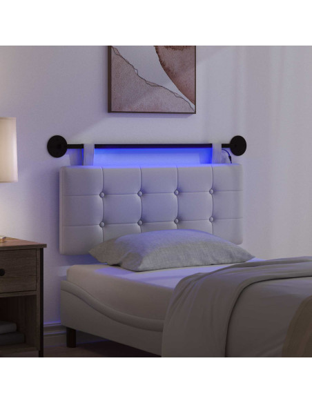 Testiera sospesa Con luce LED Bianco Similpelle