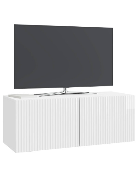 Mobile Porta TV da Muro Bianco Lucido 78,5 x 31 x 30 cm