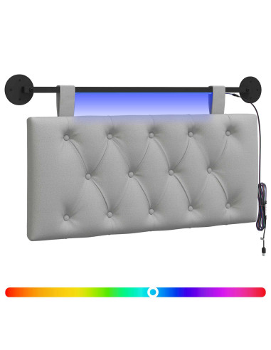 Testiera sospesa Con luce LED Grigio Nuvola Tessuto