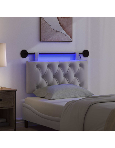 Testiera sospesa Con luce LED Grigio Nuvola Tessuto