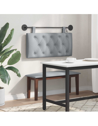 Testiera sospesa Con luce LED Grigio Chiaro Tessuto