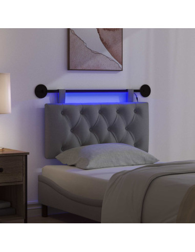 Testiera sospesa Con luce LED Grigio Scuro Tessuto