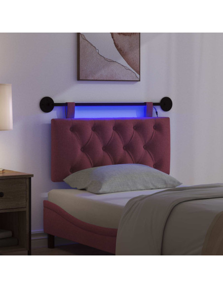 Testiera sospesa Con luce LED Rosso Vino Tessuto