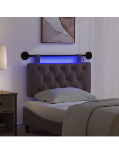 Testiera sospesa Con luce LED Marrone Scuro Tessuto