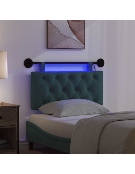Testiera sospesa Con luce LED Verde Scuro Tessuto