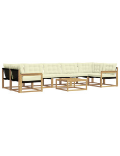 Set di divani da esterno 8 pcs Bianco e Crema 79 x 79 x 37 cm 2