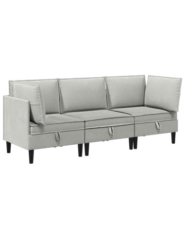 Set di mobili per il soggiorno 3 pcs Grigio chiaro Tessuto