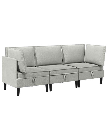 Set di mobili per il soggiorno 3 pcs Grigio chiaro Tessuto