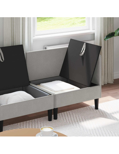 Set di mobili per il soggiorno 3 pcs Grigio chiaro Tessuto