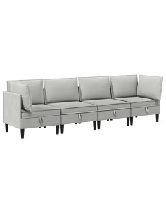 Set di mobili per il soggiorno 4 pcs Grigio chiaro Tessuto 2
