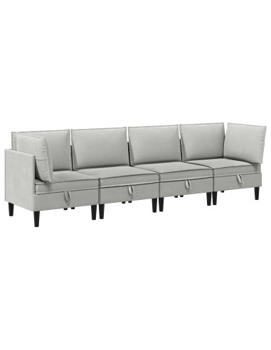 Set di mobili per il soggiorno 4 pcs Grigio chiaro Tessuto